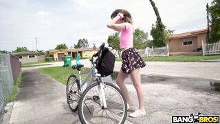 Teen Alex Blake rides the dildo on her bike