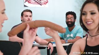 Jenna Sativa and Riley Nixon play with the big dildo
