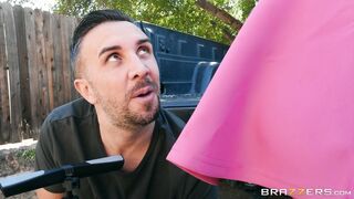Blonde Kali Roses riding the dildo on the bycicle