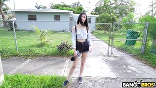 Sadie Blake shows off her small tits outdoors