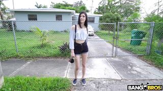 Sadie Blake shows off her small tits outdoors