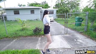 Sadie Blake shows off her small tits outdoors