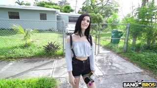 Sadie Blake shows off her small tits outdoors