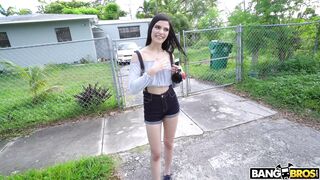 Sadie Blake shows off her small tits outdoors