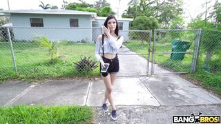 Sadie Blake shows off her small tits outdoors