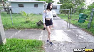 Sadie Blake shows off her small tits outdoors