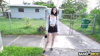 Sadie Blake shows off her small tits outdoors