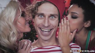 Alena Croft and Amethyst Banks in elven costumes on Christmas