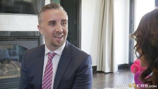 Keiran Lee watches Christiana Cinn playing with pink dildo