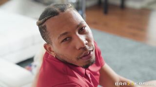 Alena Croft  serves the big black cock with her mouth