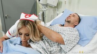 Carmen Caliente gives blowjob to Keiran Lee in the hospital
