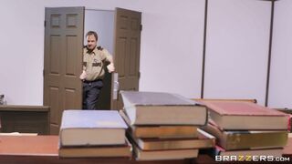 Romi Rain on her knees is sucking the hard cock