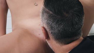Teen Athena Faris enjoys getting her slit tongued