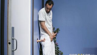 Blonde Kristina Shannon is jerking the cock