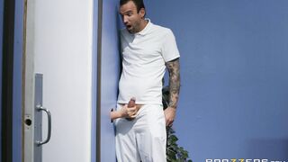 Blonde Kristina Shannon is jerking the cock