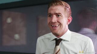 Julia De Lucia serves the huge cock with her skillful mouth