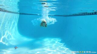 Nicolette Shea and Savannah Bond give blowjob by the pool