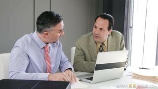 Avery Black guzzles Keiran Lee's cock