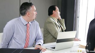 Avery Black guzzles Keiran Lee's cock