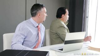 Avery Black guzzles Keiran Lee's cock