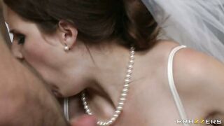 Cheating bride Allison Moore sucks three cocks at the same time