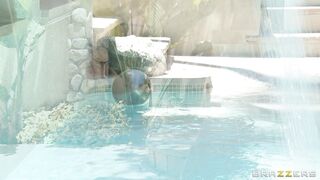 Ariella Ferrera getting wet by the pool