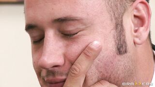 Blake Rose showing her naked breasts at work