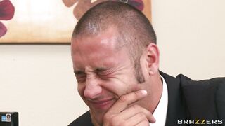 Blake Rose showing her naked breasts at work