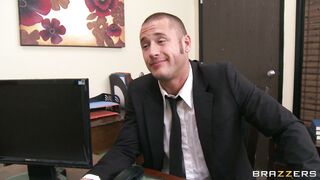 Blake Rose showing her naked breasts at work