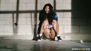 Hot asian bitch Asa Akira found a good place to piss