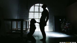 Asa Akira sucking his dick on her fours