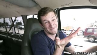 Tasha Reign demonstrates her large tits in the car