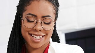 Kira Noir gives nand and blow jobs to Scott Nails