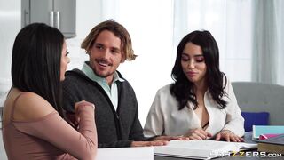 Serena Santos and Vanessa Sky are sucking Tyler Nixon's cock