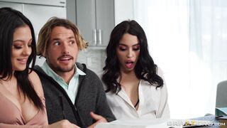 Serena Santos and Vanessa Sky are sucking Tyler Nixon's cock