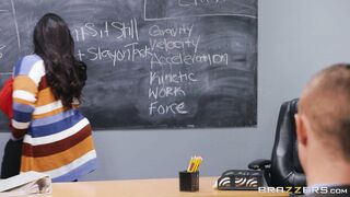 Sofia Rose is sucking Oliver Flynn's cock in the classroom