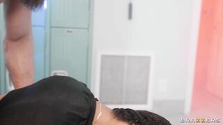 Kira Noir gets pussy penetrated from behind on the bench