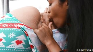 Aften Opal and Maya Farrell lick each other