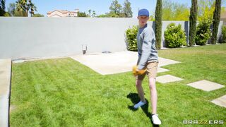 Blonde mom Ryan Keely is playing with her pussy