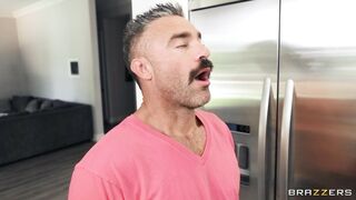 Aila Donovan sucks cock and licks balls