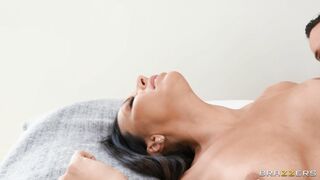 Big titted Rachel Starr lying on her side gets pussy nailed
