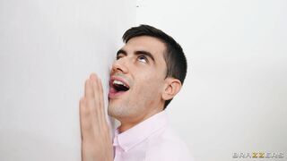 Taylee Wood on her knees is sucking cock