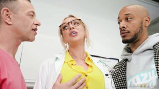 Tiffany Watson orally serves two cocks