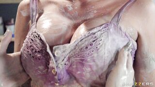 Destiny Dixon and Summer Brielle fooling around and spreading clay into each other