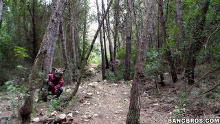 Red ridinghood Lexi Lowe caught by a bad wolf in the forest