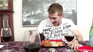 Teanna Trump sucking cock underneath the dinner table