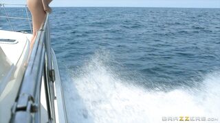 Sexy chick Dani Daniels posing nude on her boat