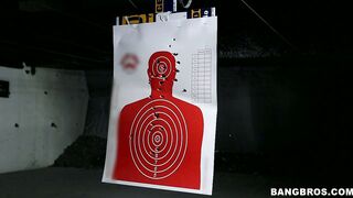 Remy LaCroix wearing nothing but g-strings work her way through some pistols