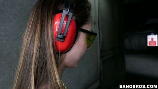 Remy LaCroix wearing nothing but g-strings work her way through some pistols