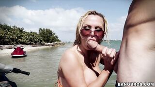 Nikki Benz loves to suck big cock on the beach